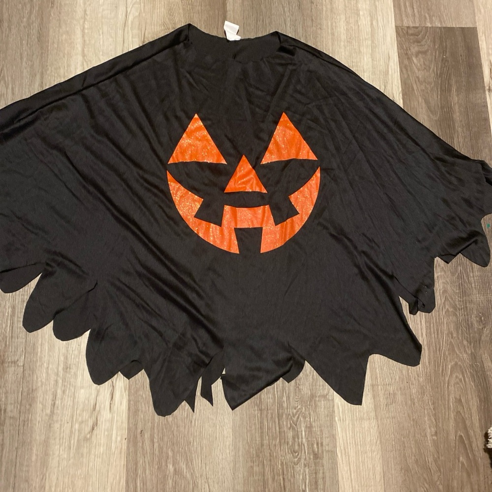 Adult Black Jack O Lantern Pumpkin Poncho Costume - One Size